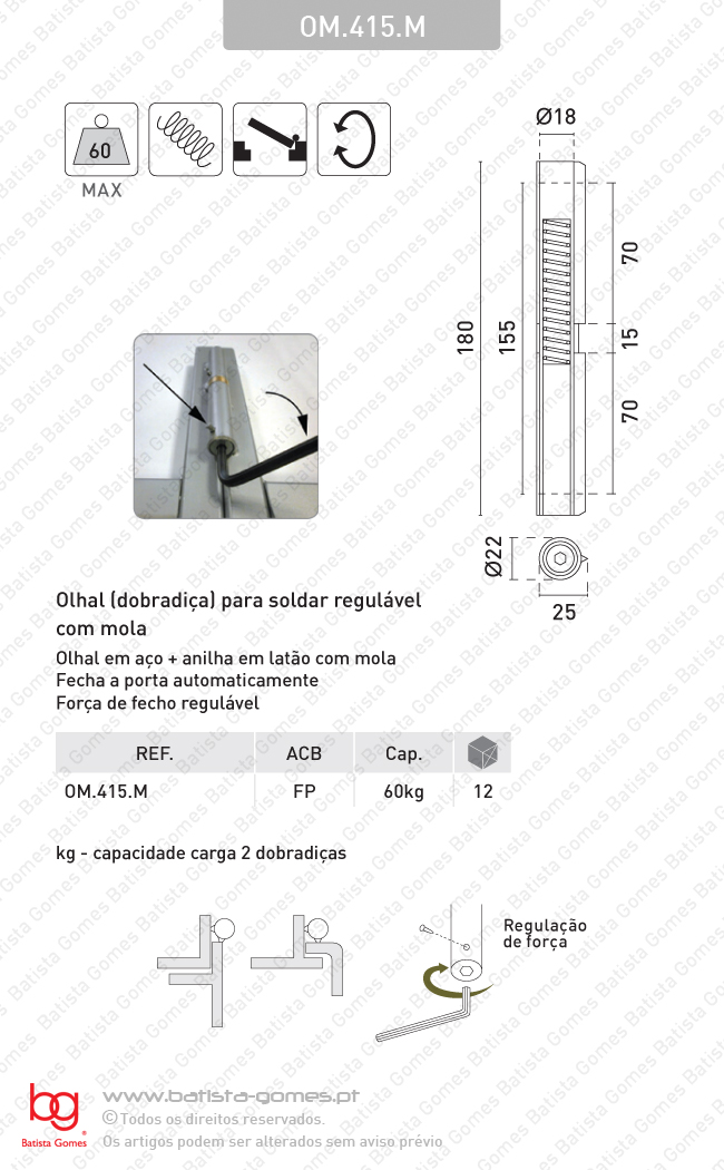 Olhal (dobradi�a) para soldar regul�vel com mola - A�O